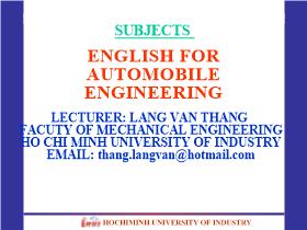 English for automobile engineering - Unit 7: Finding a fault in a car