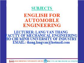 English for automobile engineering - Unit 8: Automobile introduction