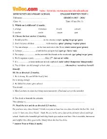 English written test 1 Grade 8, Dinh Xuyen secondary school (No. 1)