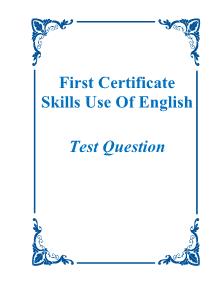 First Certificate Skills Use Of English - Test Question