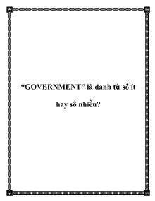 “Government” là danh từ số ít hay số nhiều?