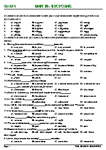 Grade 8 - Unit 10: Recycling