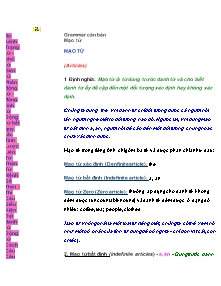 Grammar căn bản: Mạo từ