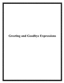 Greeting and Goodbye Expressions