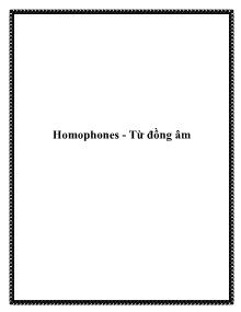 Homophones - Từ đồng âm