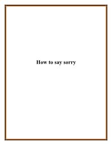 How to say sorry