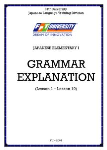Japanese elementary I - Grammar explanation (lesson 1 – lesson 10)