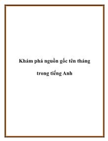 Khám phá nguồn gốc tên tháng trong tiếng Anh