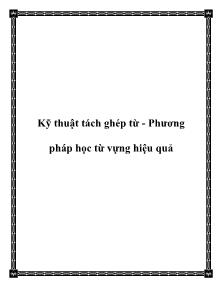 Kỹ thuật tách ghép từ - Phương pháp học từ vựng hiệu quả