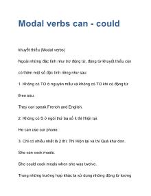 Modal verbs can - Could