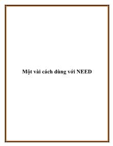 Một vài cách dùng với NEED