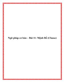 Ngữ pháp cơ bản – Bài 11: Mệnh Đề (Clause)