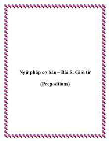 Ngữ pháp cơ bản – Bài 5: Giới từ (Prepositions)