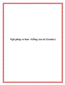 Ngữ pháp cơ bản –Giống của từ (Gender)