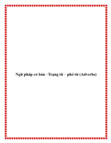 Ngữ pháp cơ bản –Trạng từ – phó từ (Adverbs)