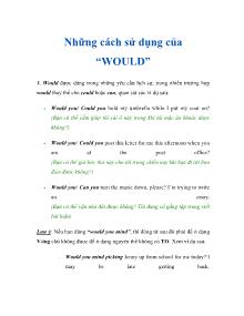 Những cách sử dụng của “WOULD”