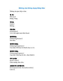 Những câu thông dụng tiếng Hàn