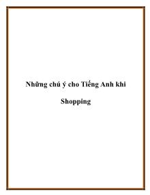 Những chú ý cho Tiếng Anh khi Shopping