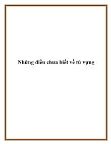 Những điều chưa biết về từ vựng