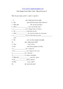 Past Simple Form Other Verbs - Mixed Exercise 2