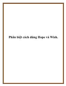 Phân biệt cách dùng Hope và Wish