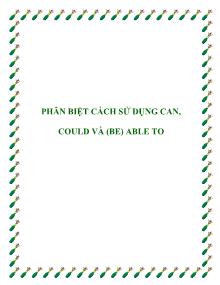 Phân biệt cách sử dụng can, could và (be) able to