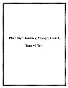Phân biệt: Journey, Voyage, Travel, Tour và Trip
