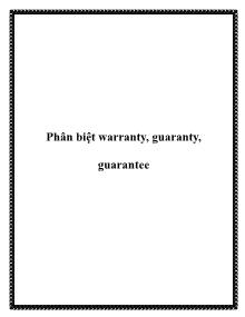 Phân biệt warranty, guaranty, guarantee