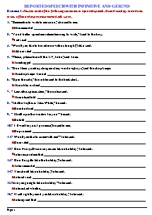 Reported speech with infinitive and gerund