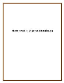 Short vowel /e/ (Nguyên âm ngắn /e/)