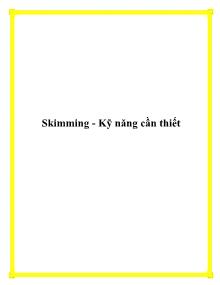 Skimming - Kỹ năng cần thiết