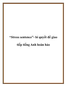 “Stress sentence”- Bí quyết để giao tiếp tiếng Anh hoàn hảo