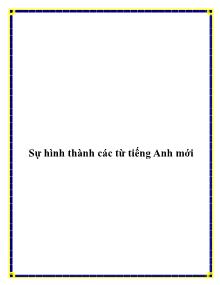 Sự hình thành các từ tiếng Anh mới