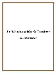 Sự khác nhau cơ bản của Translator và Interpreter