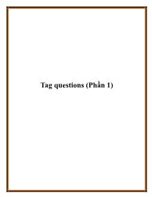 Tag questions (Phần 1)