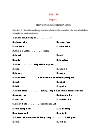 Test 10 - Paper 1: Reading comprehension