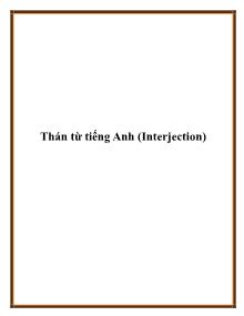 Thán từ tiếng Anh (Interjection)