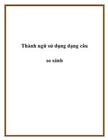 Thành ngữ sử dụng dạng câu so sánh