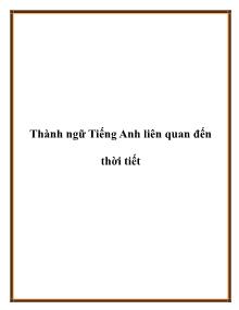 Thành ngữ Tiếng Anh liên quan đến thời tiết