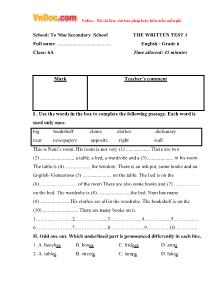 The written test 1 English - Grade 6, To Nhu Secondary School