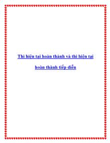 Thì hiện tại hoàn thành và thì hiện tại hoàn thành tiếp diễn