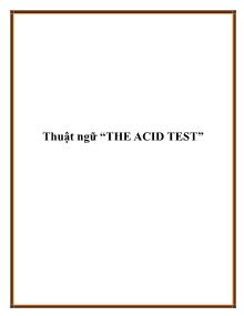 Thuật ngữ “The acid test”