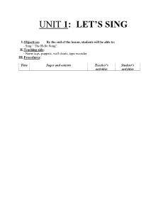 Unit 1: Let’s sing