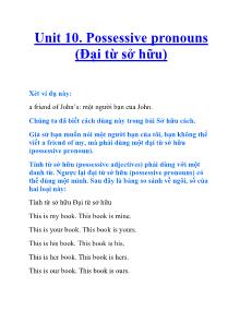 Unit 10. Possessive pronouns (Đại từ sở hữu)