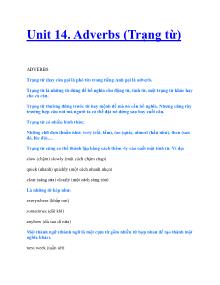 Unit 14. Adverbs (Trạng từ)