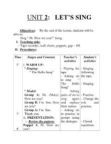 Unit 2: Let’s sing