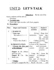 Unit 2: Let’s talk