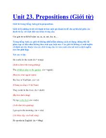 Unit 23. Prepositions (Giới từ)