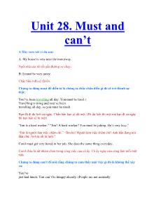 Unit 28. Must and can’t