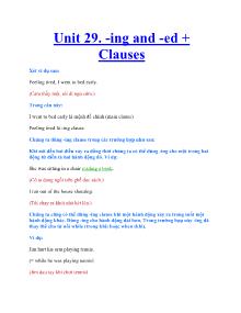 Unit 29. -Ing and -ed + Clauses